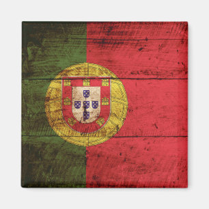 Portugal Flag on Old Wood Grain Magnet
