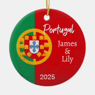 Portugal Flag Ornament, Personalized Portugal Ceramic Ornament