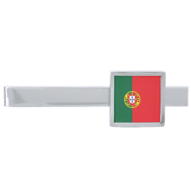 Portugal Flag Silver Finish Tie Bar (Front)
