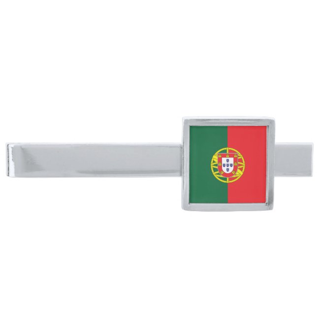 Portugal Flag Silver Finish Tie Bar (Front)