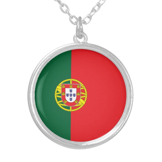 Portugal Flag Silver Plated Necklace (Front)