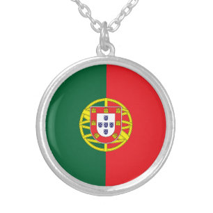 Portugal Flag Silver Plated Necklace