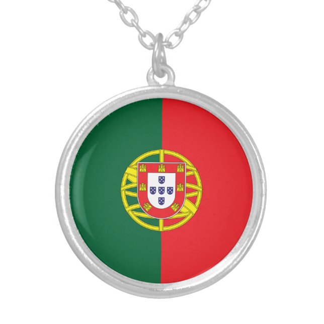 Portugal Flag Silver Plated Necklace (Front)