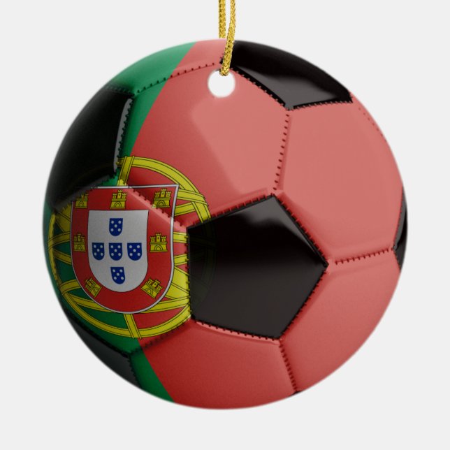 Portugal Flag Soccer Ball Ceramic Ornament (Front)