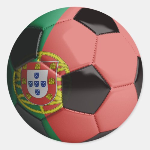 Portugal flag Soccer Ball Classic Round Sticker