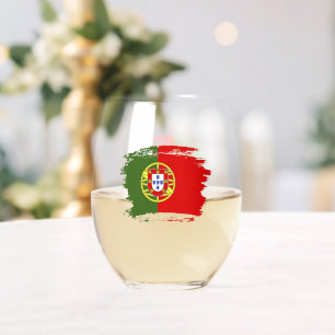 Portugal flag stemless wine glass