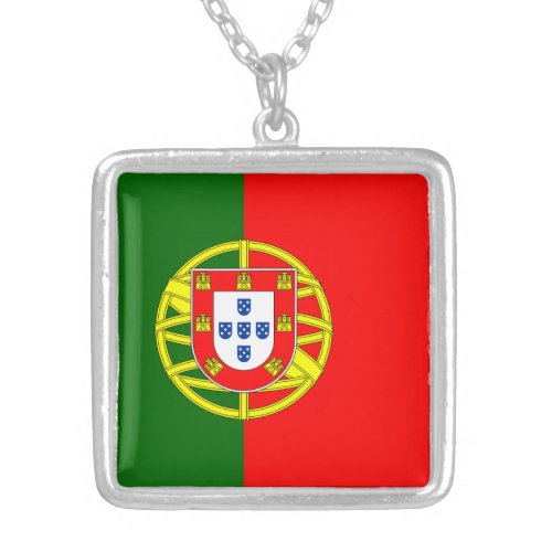 Portugal Flag Sterling Silver Plated Necklace