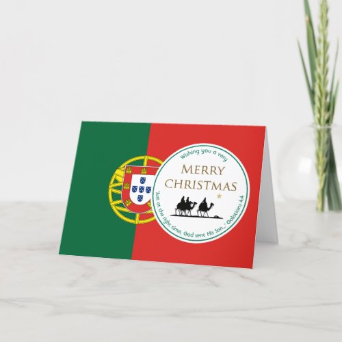 PORTUGAL FLAG Three Wise Men CHRISTMAS Holiday Card