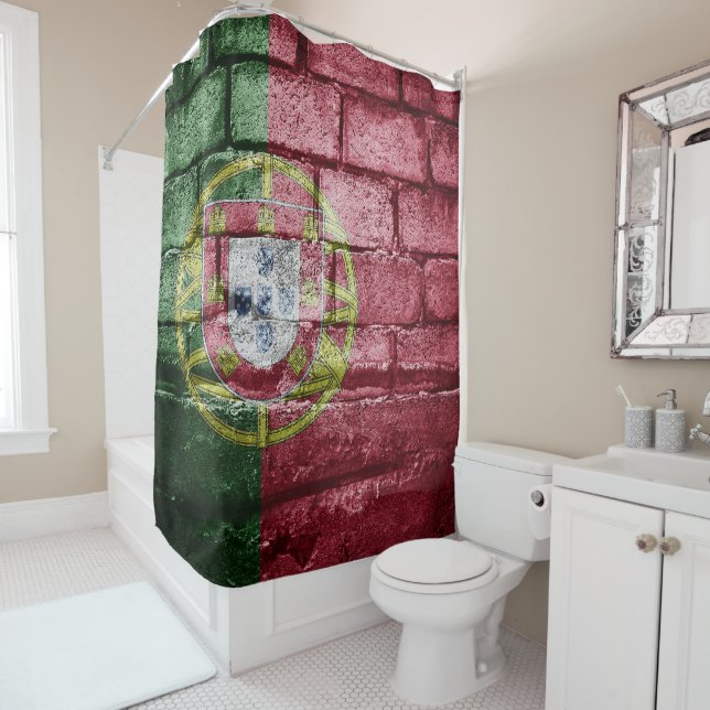 Portugal flag wall shower curtain (In Situ)