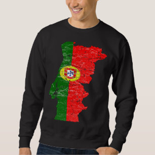 Portugal flag with Portuguese map distressed graph Sweatshirt