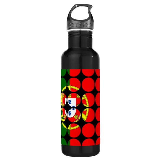 Portugal Girly Chic : Polka Dot Portuguese Flag Stainless Steel Water Bottle (Front)