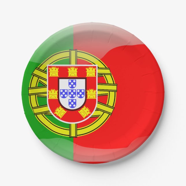 Portugal glossy flag paper plates (Front)