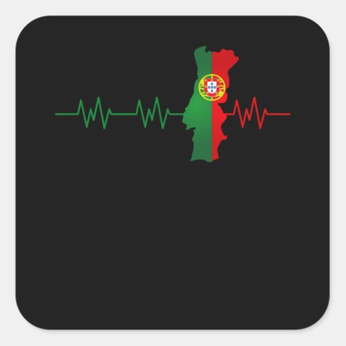 Portugal Heartbeat Flag Pulse Portuguese Square Sticker