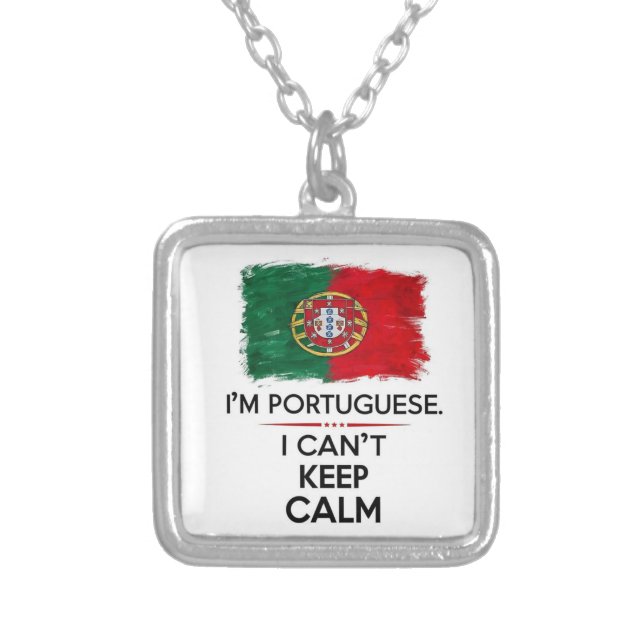 Portugal I can't Keep Calm Silver Plated Necklace (Front)
