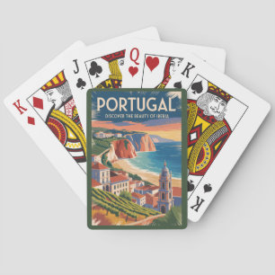 Portugal Iberia Skyline Illustration Travel Art Poker Cards