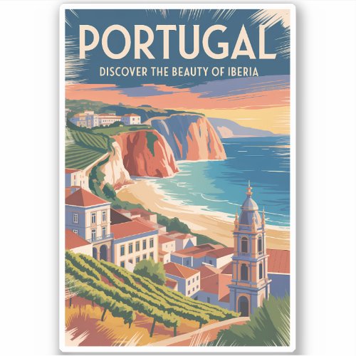 Portugal Iberia Skyline Illustration Travel Art Sticker