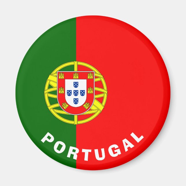 Portugal Inscription Flag Coat of Arms Green Red Magnet (Front)