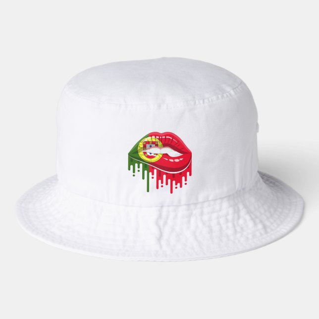 Portugal lips pride root flag bucket hat (Front)