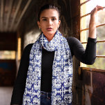 Portugal Lisbon Azulejo Tile Pattern Women Chiffon Scarf<br><div class="desc">Make a pretty addition to your look with this Azulejo Tile inspired Lisbon Portuguese style pattern chiffon scarf</div>