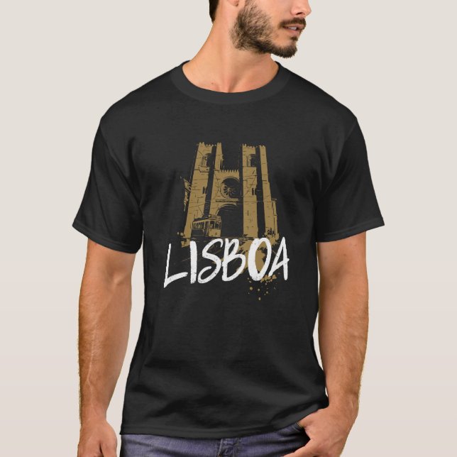 Portugal, Lisbon Cathedral and tram 28 T-Shirt (Front)