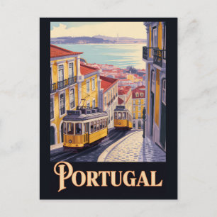 Portugal Lisbon Skyline Illustration Travel Art Postcard