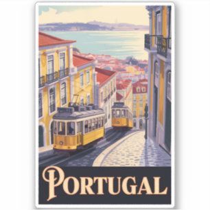 Portugal Lisbon Skyline Illustration Travel Art Sticker
