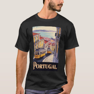 Portugal Lisbon Skyline Illustration Travel Art T-Shirt