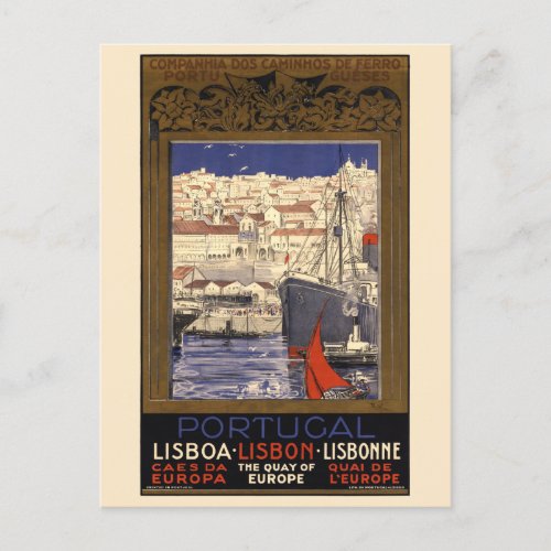 Portugal Lisbon Vintage Poster 1929 Postcard