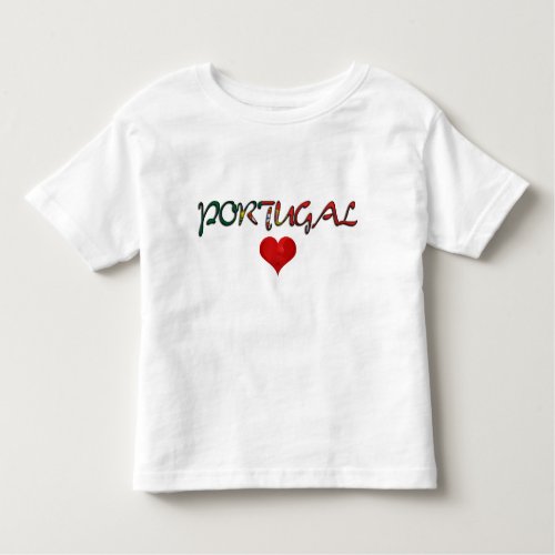 Portugal Love Red Heart Flag Colors Typography Toddler T_shirt