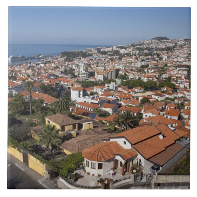 Portugal, Madeira Island, Funchal. Cable car Ceramic Tile (Front)