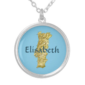 Portugal Map + Name Necklace