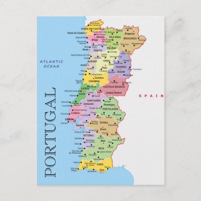 Portugal Map Postcard (Front)
