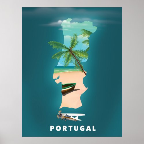 Portugal Map travel poster print
