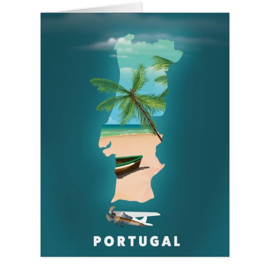 Portugal Map travel poster print. Cards (Front)