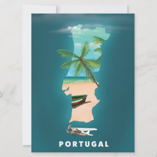 Portugal Map travel poster print. Invitation