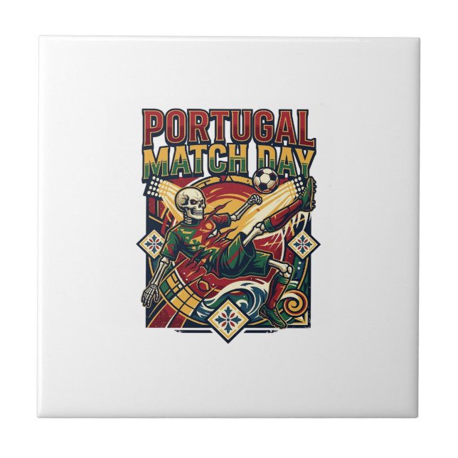 Portugal Match Day Skeleton Striker Nations Countr Ceramic Tile (Front)