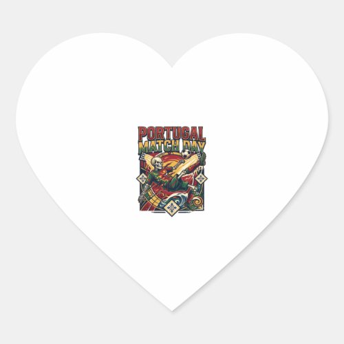Portugal Match Day Skeleton Striker Nations Countr Heart Sticker