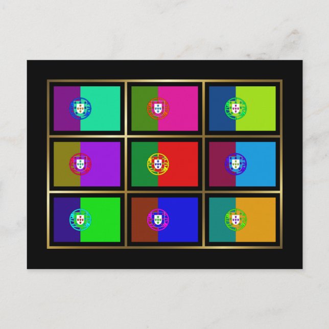 Portugal Multihue Flags Postcard (Front)