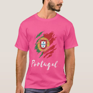 Portugal Outline Scratch Pride Portuguese Flag Hea T-Shirt