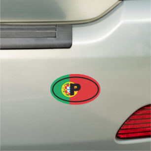 Portugal P European Oval Car Magnet
