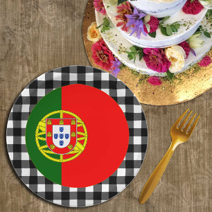 Portugal Plate, buffalo plaid & Portuguese Flag Paper Plates