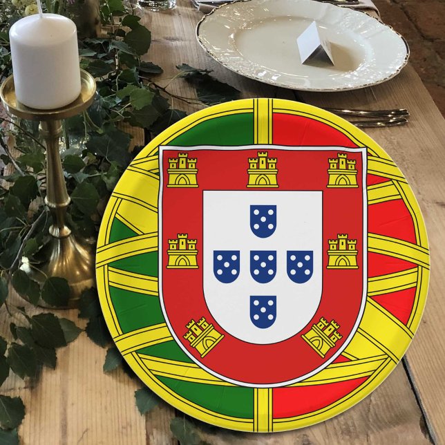 Portugal plate, Emblem, oversized, Portuguese flag Paper Plates (Creator Uploaded)