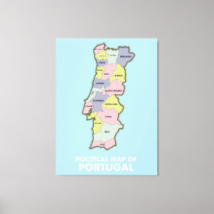 Portugal political map  canvas print