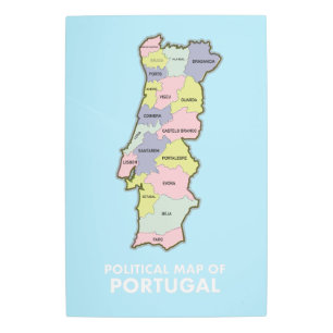 Portugal political map  metal print