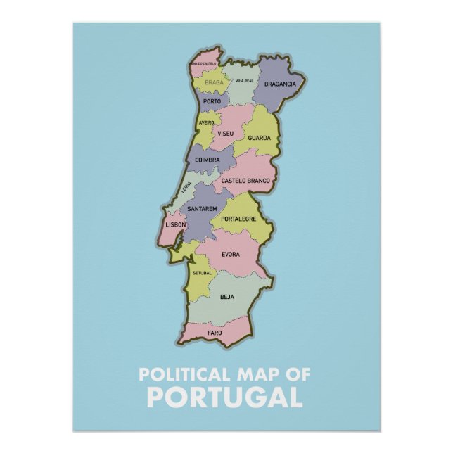 Portugal political map  poster (Front)