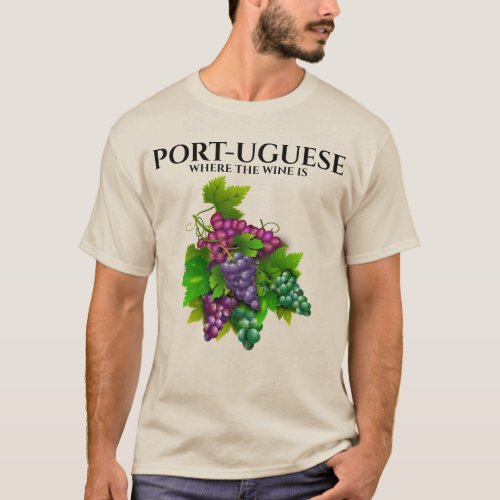 Portugal port wine cellar grape illustration funny T_Shirt