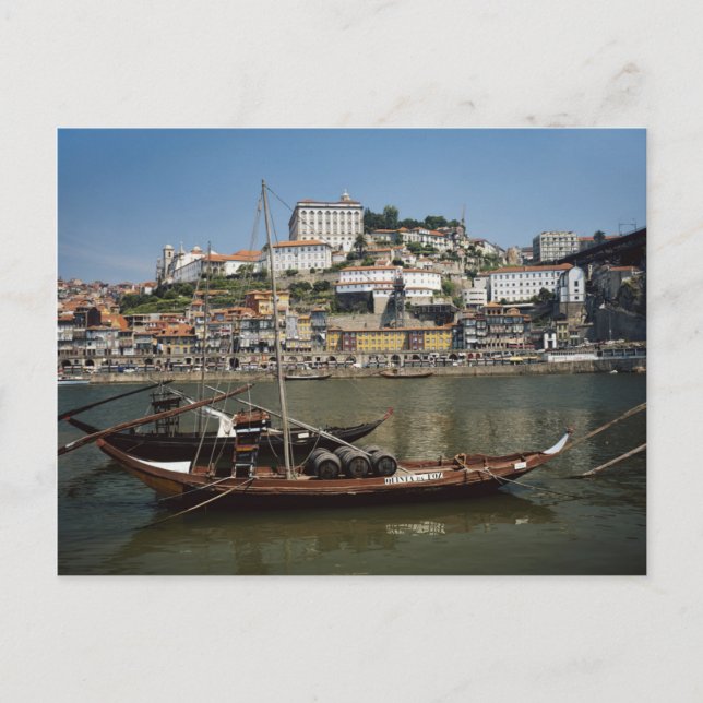 Portugal, Porto, Boat With Wine Barrels Postcard (Front)