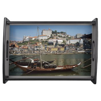 Portugal  Porto  Boat With Wine Barrels Serving Tray by tothebeach at Zazzle