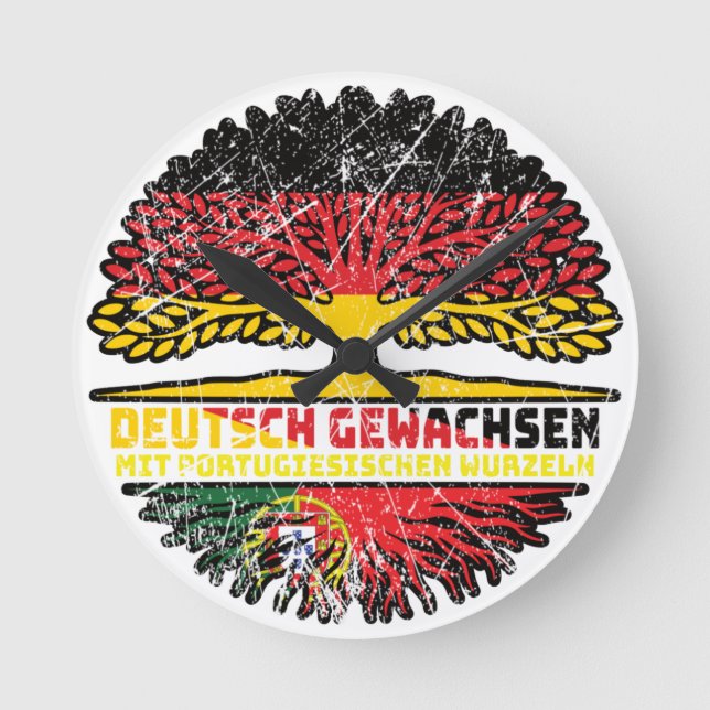 Portugal Portugiesisch Deutsch Deutschland Baum Round Clock (Front)