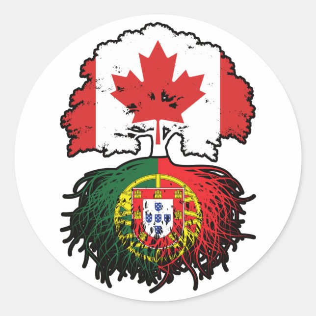 Portugal Portuguese Canadian Canada Tree Roots Classic Round Sticker (Front)
